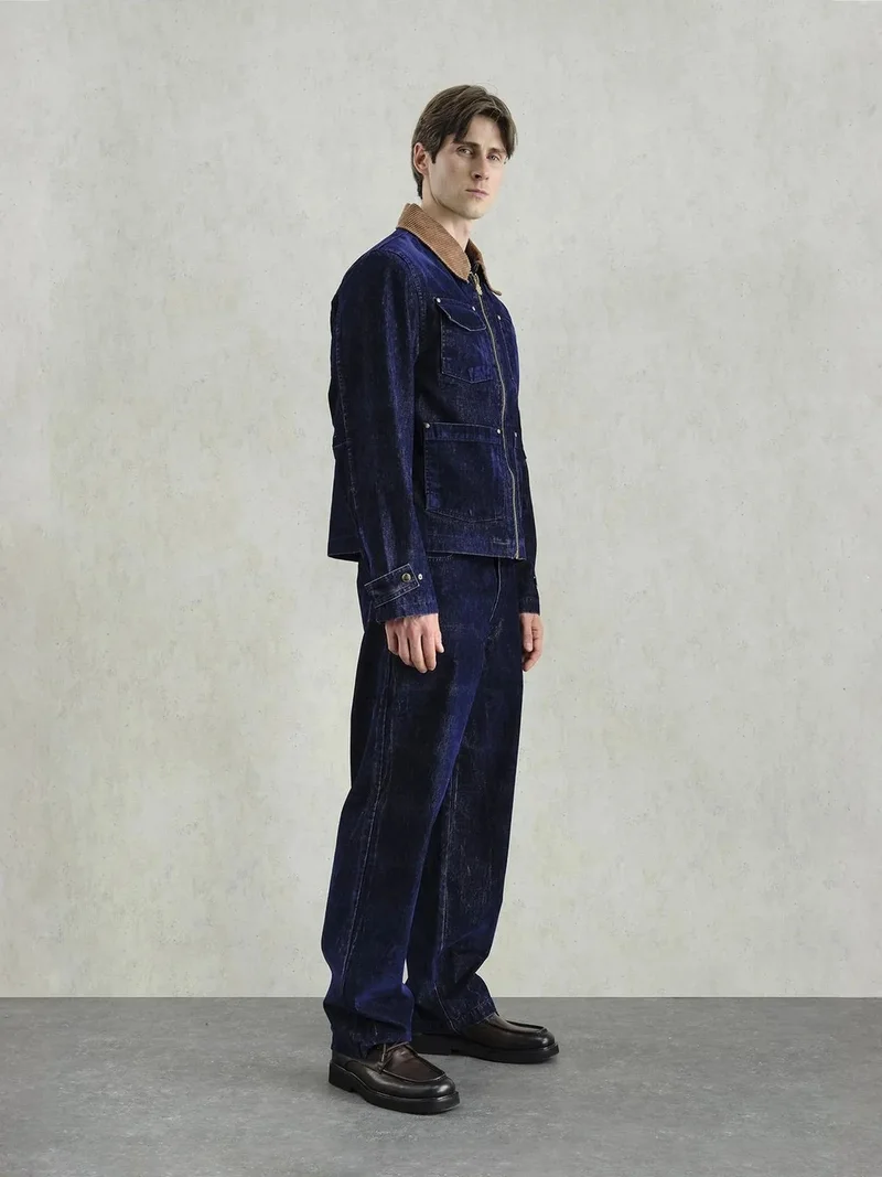 Giesto Navy Blue GIESTO Collar Detailed Seasonal Jacket with Pockets for Men | Best Price UAE